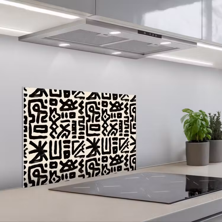 Geometrisch - Figuren - Zwart keuken achterwand spatscherm klein 900 -3d_schuin
