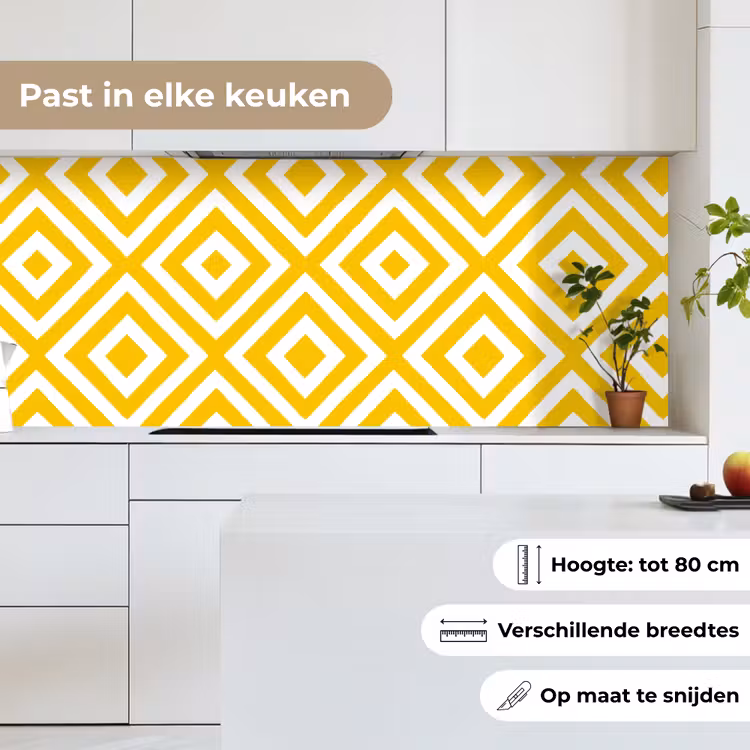 Geometrisch - Lijnen - Modern - Geel - Wit keuken achterwand 2 middel 871 -sfeer4_NL