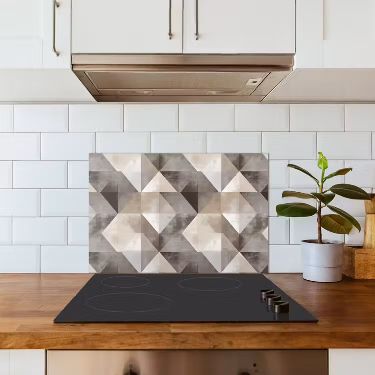 Geometrisch - Motief - Aardetinten keuken achterwand spatscherm klein 900 -sfeer2
