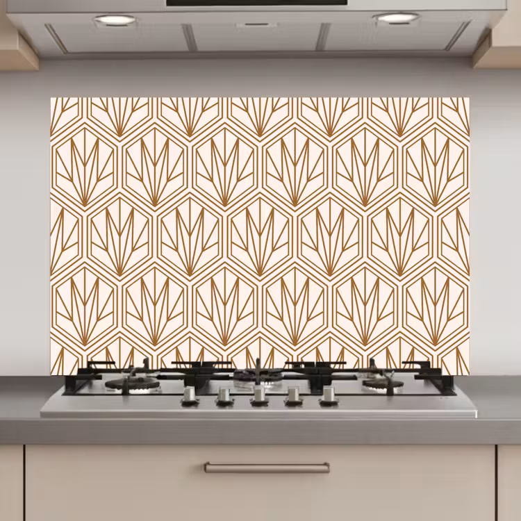 Geometrisch - Patroon - Beige keuken achterwand spatscherm klein 900 -3d_website