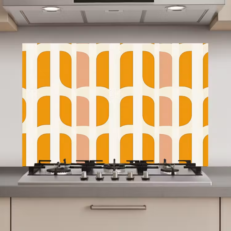 Geometrisch - Patroon - Geel - Roze keuken achterwand spatscherm klein 900 -3d_website