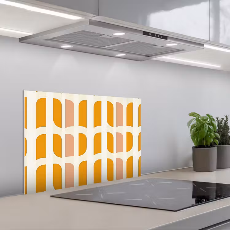 Geometrisch - Patroon - Geel - Roze keuken achterwand spatscherm klein 900 -3d_schuin