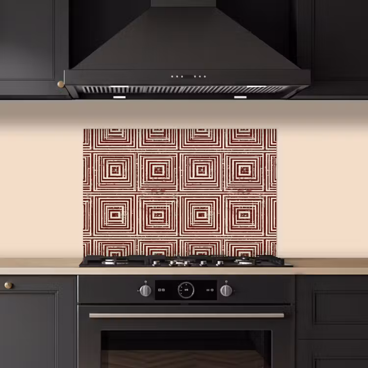 Geometrisch - Patroon - Rood keuken achterwand spatscherm klein 900 -sfeer1