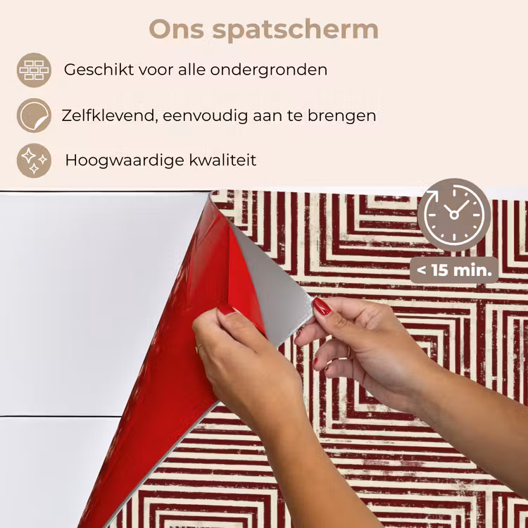 Geometrisch - Patroon - Rood keuken achterwand spatscherm klein 900 -spatscherm_NL