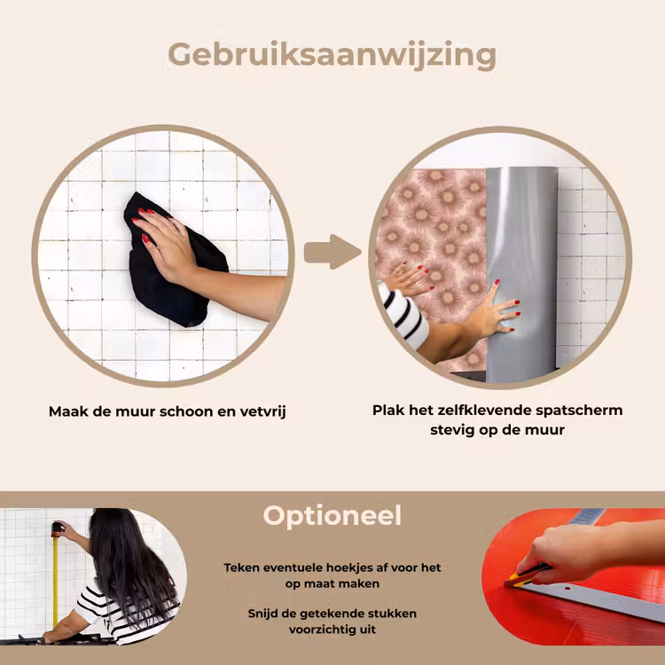 Gerbera - Bloemen - Roze keuken achterwand spatscherm klein 900 -gebruiksaanwijzing_NL