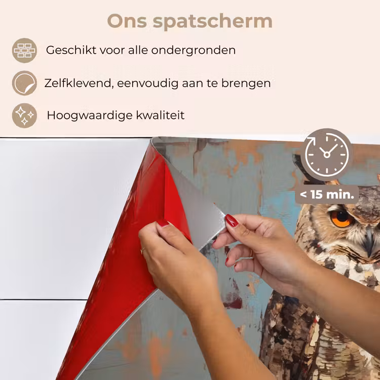 Geschilderd - Abstract - Uil - Bruin keuken achterwand spatscherm klein -spatscherm_NL