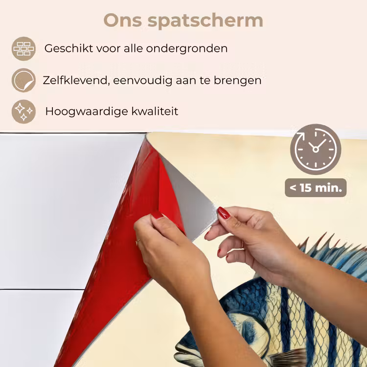 Gestreept - Donkerblauw - Rugvin - Vis keuken achterwand spatscherm klein -spatscherm_NL