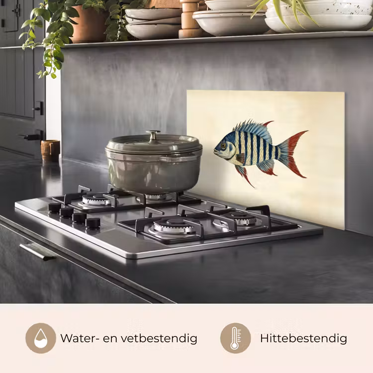 Gestreept - Donkerblauw - Rugvin - Vis keuken achterwand spatscherm klein -usp_NL