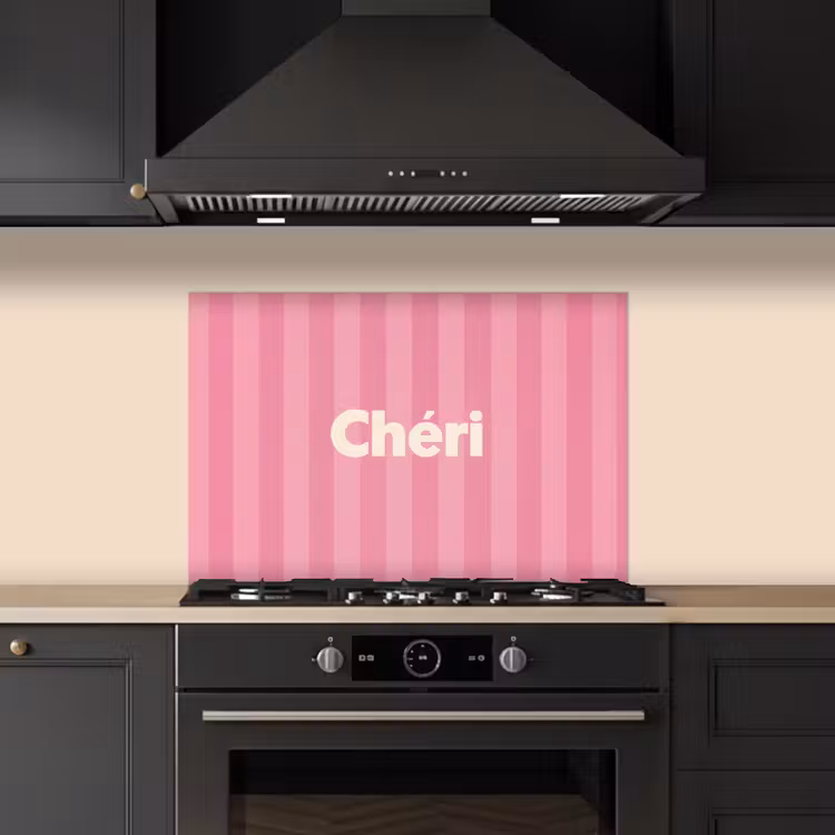 Gestreept - Roze - Chéri keuken achterwand spatscherm klein -sfeer1