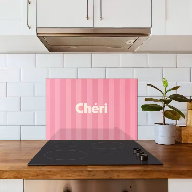 Gestreept - Roze - Chéri keuken achterwand spatscherm klein -sfeer2