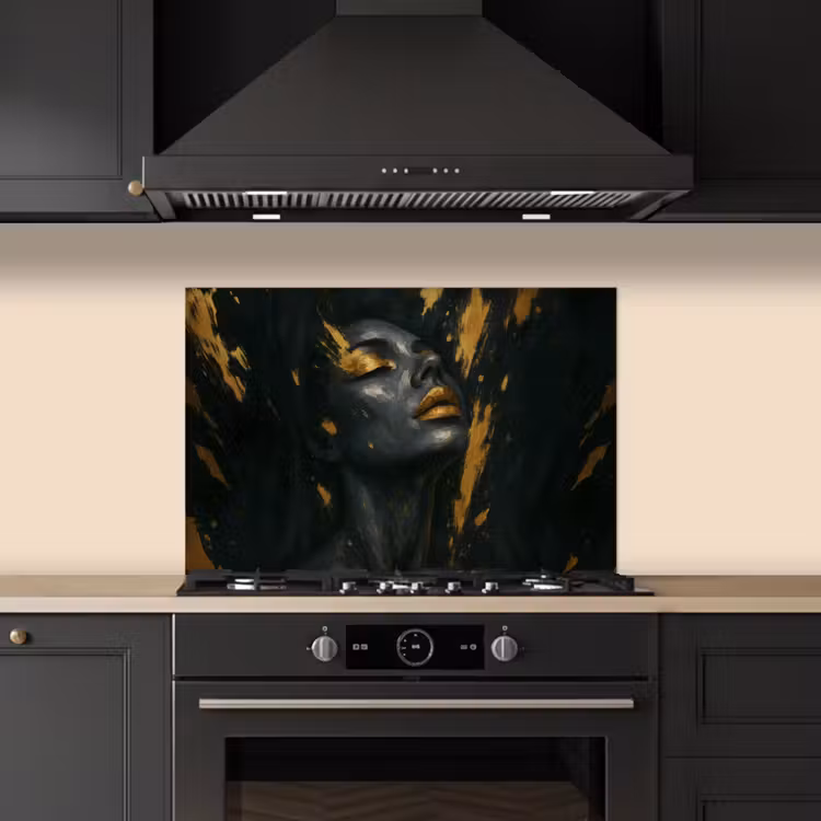 Gezicht - Vrouw - Verfspatten - Abstract keuken achterwand spatscherm klein -sfeer1