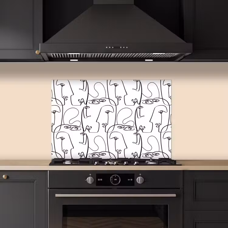 Gezichten - Abstract - Contourlijnen keuken achterwand spatscherm klein 900 -sfeer1