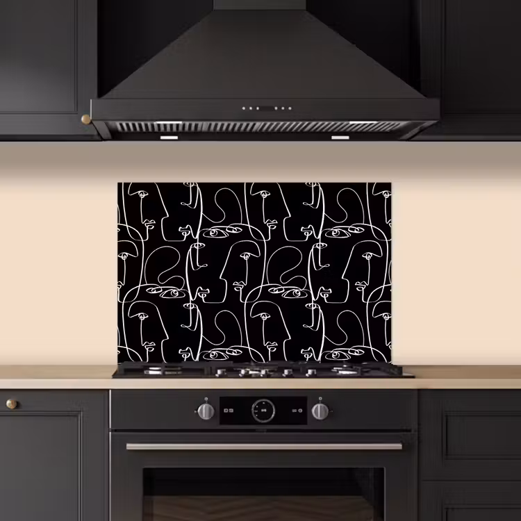 Gezichten - Gestileerd - Vloeiend keuken achterwand spatscherm klein 900 -sfeer1