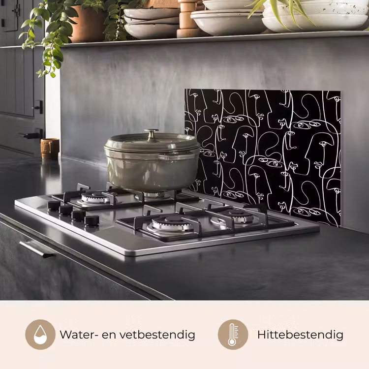 Gezichten - Gestileerd - Vloeiend keuken achterwand spatscherm klein 900 -usp_NL