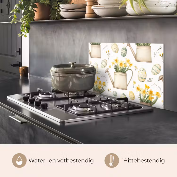 Gieter - Bloemen - Eieren keuken achterwand spatscherm klein -usp_NL