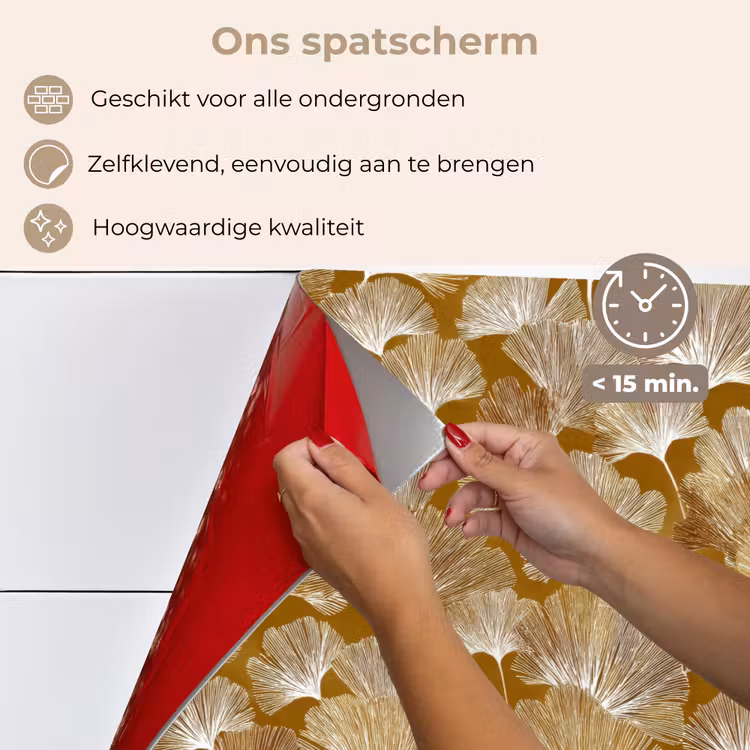 Ginkgo - Bladeren - Goud keuken achterwand spatscherm klein 900 -spatscherm_NL
