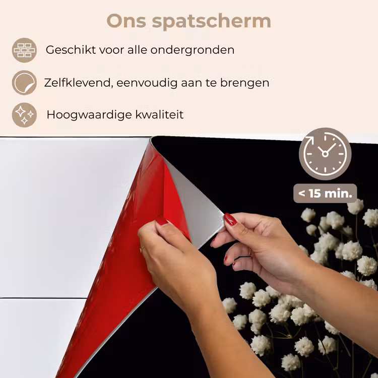 Gipskruid - Bloemetjes - Wit - Minimalistisch keuken achterwand spatscherm klein -spatscherm_NL