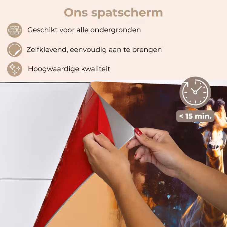 Giraf - Bruin - Abstract - Geschilderd keuken achterwand spatscherm klein -spatscherm_NL