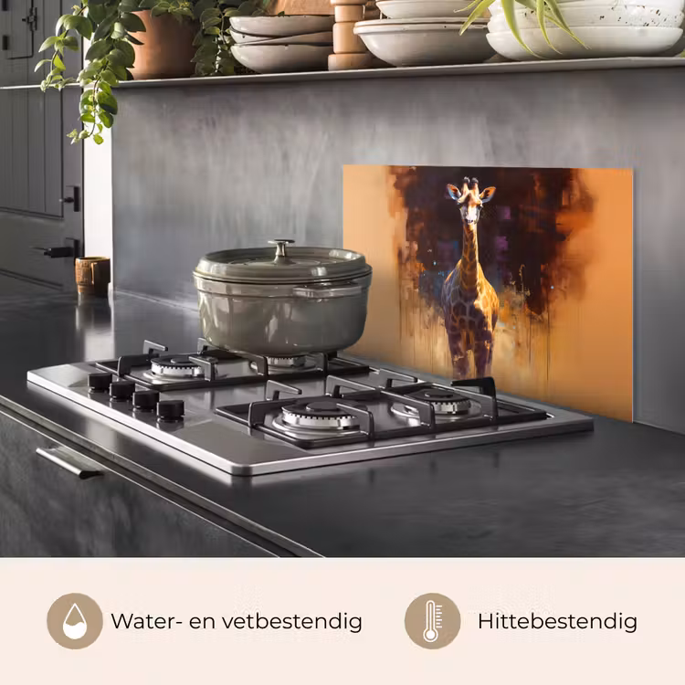 Giraf - Bruin - Abstract - Geschilderd keuken achterwand spatscherm klein -usp_NL
