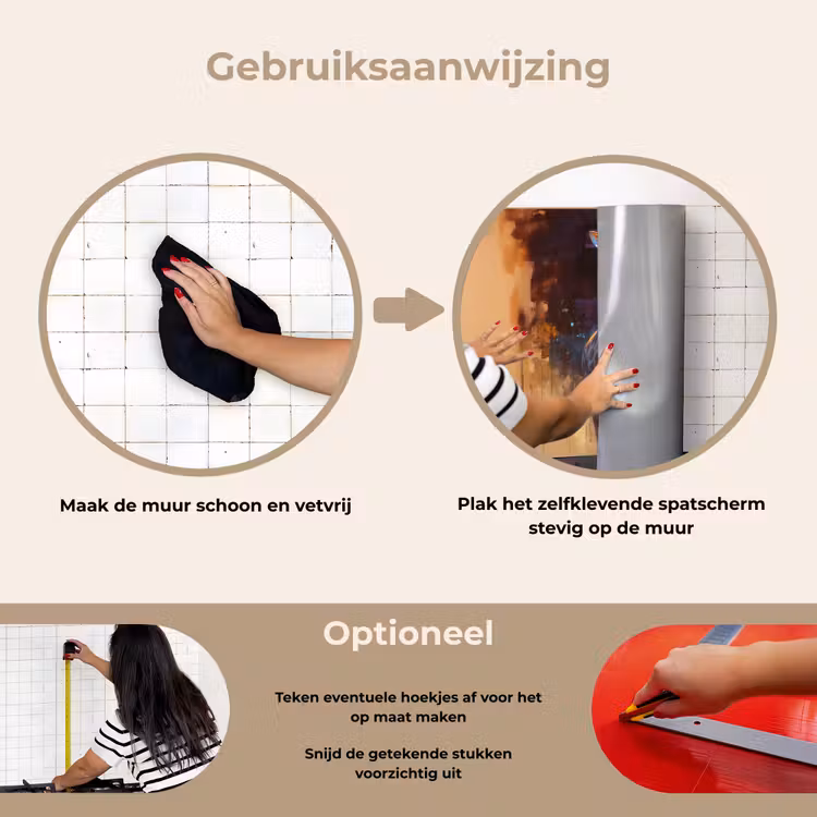 Giraf - Bruin - Abstract - Geschilderd keuken achterwand spatscherm klein -gebruiksaanwijzing_NL