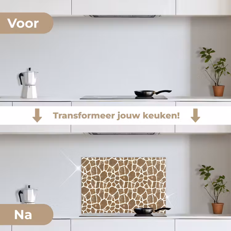 Giraf - Klassiek - Bruin keuken achterwand spatscherm klein 900 -voor_na_NL