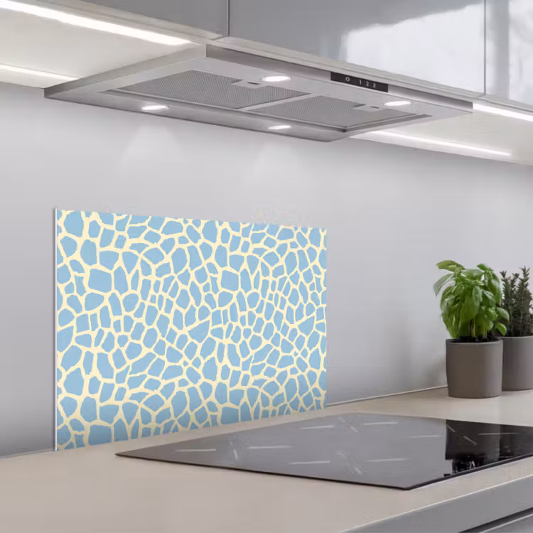 Giraf - Modern - Blauw keuken achterwand spatscherm klein 900 -3d_schuin