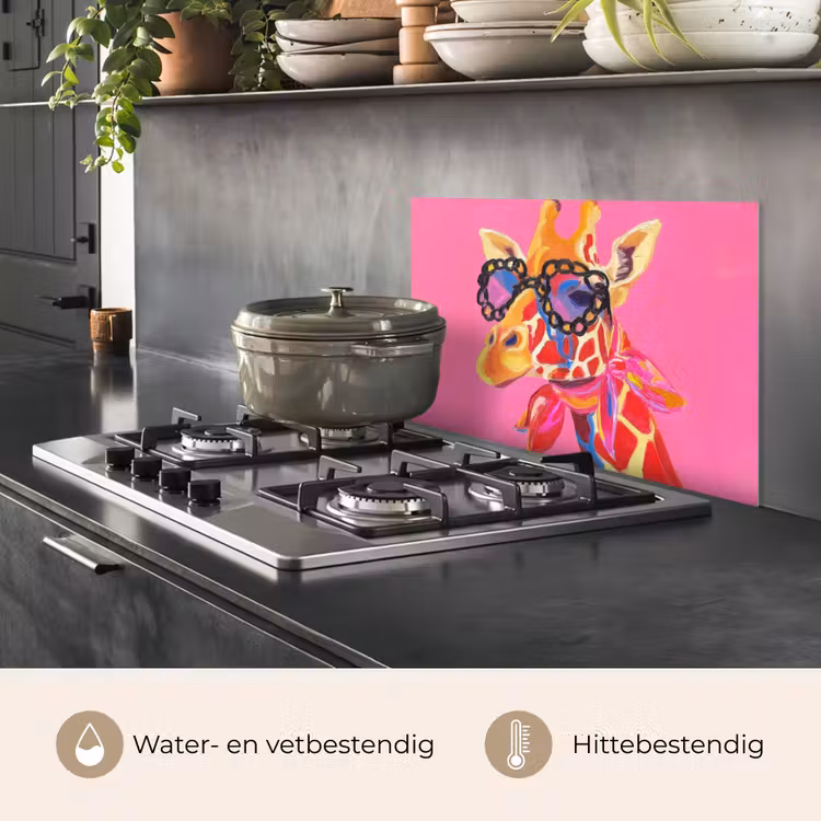Giraf - Roze - Bril - Sjaal keuken achterwand spatscherm klein -usp_NL