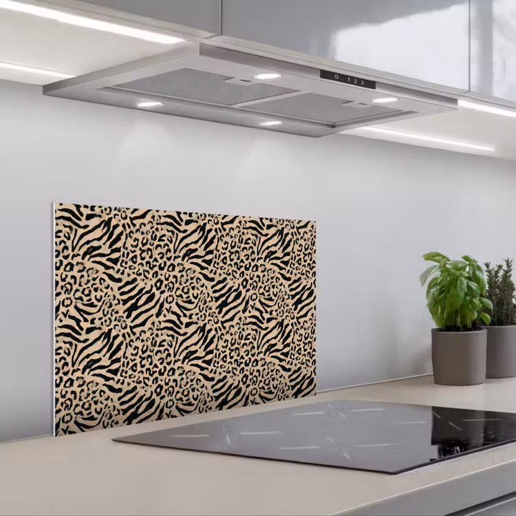 Giraf - Zebra - Motief - Bruin keuken achterwand spatscherm klein 900 -3d_schuin