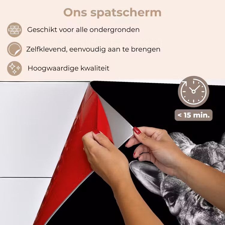 Giraffe - Dier - Zwart - Wit keuken achterwand spatscherm klein -spatscherm_NL