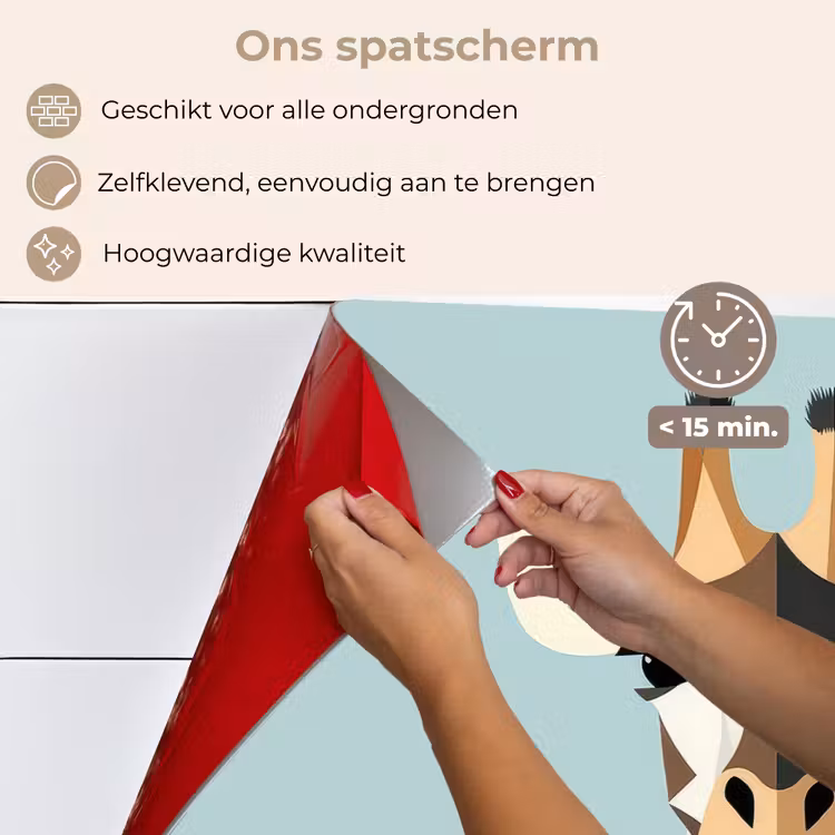 Giraffe - Illustratie - Bruin - Minimalistisch keuken achterwand spatscherm klein -spatscherm_NL