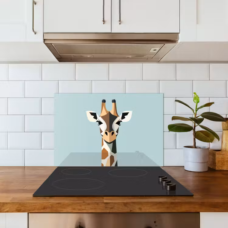 Giraffe - Illustratie - Bruin - Minimalistisch keuken achterwand spatscherm klein -sfeer2