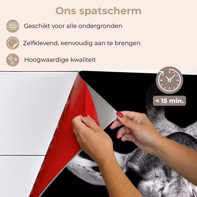 Giraffe - Portret - Dieren - Zwart - Wit keuken achterwand spatscherm klein -spatscherm_NL