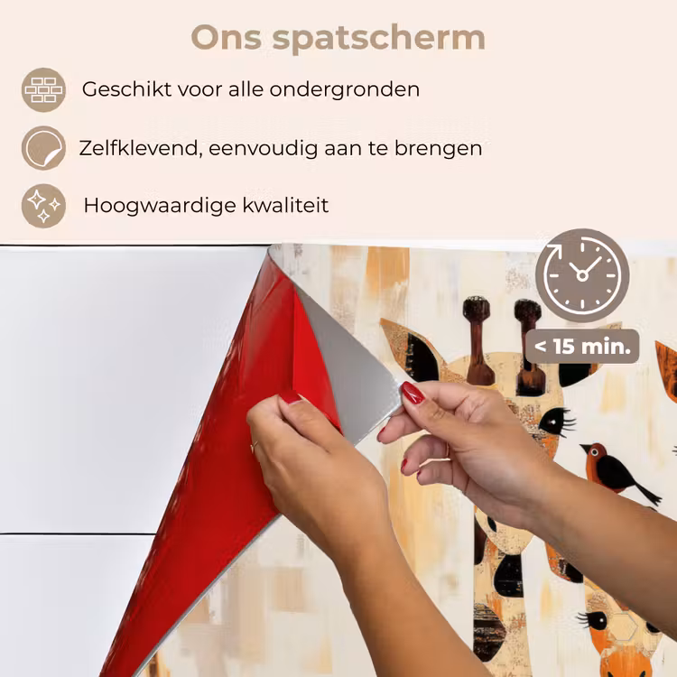 Giraffen - Cartoon - Crème keuken achterwand spatscherm klein -spatscherm_NL