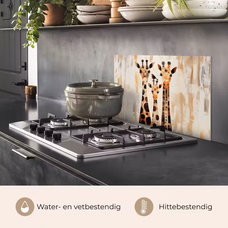 Giraffen - Cartoon - Crème keuken achterwand spatscherm klein -usp_NL