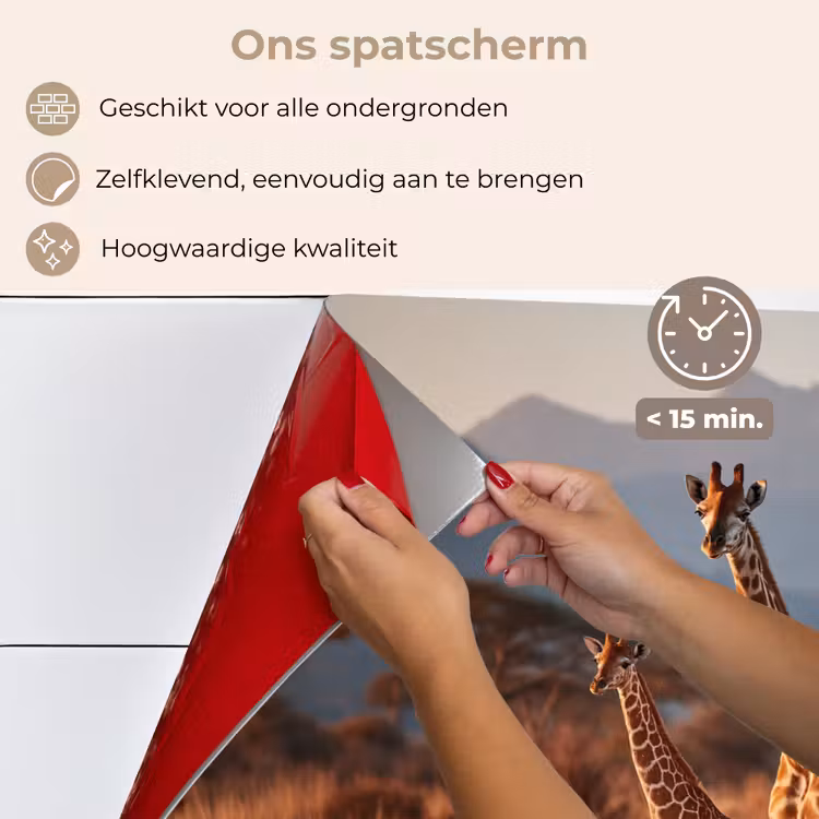 Giraffen - Hoog gras - Acaciabomen keuken achterwand spatscherm klein -spatscherm_NL
