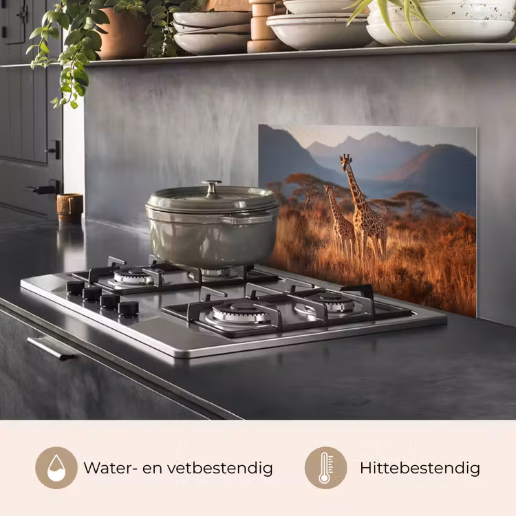 Giraffen - Hoog gras - Acaciabomen keuken achterwand spatscherm klein -usp_NL