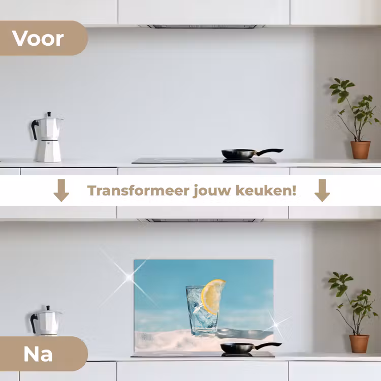 Glas - ijsblokjes - Citroen keuken achterwand spatscherm klein -voor_na_NL