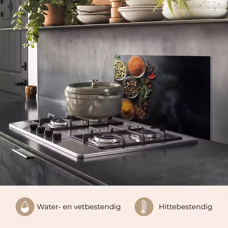 Glazen - Bakjes - Blaadjes - Kruiden keuken achterwand spatscherm klein -usp_NL