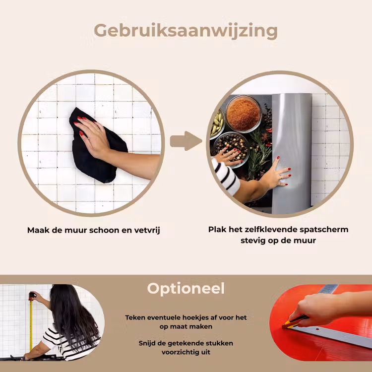 Glazen - Bakjes - Blaadjes - Kruiden keuken achterwand spatscherm klein -gebruiksaanwijzing_NL