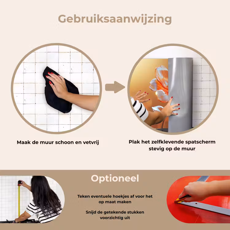 Glazen - Bloem - Zonlicht keuken achterwand spatscherm klein -gebruiksaanwijzing_NL