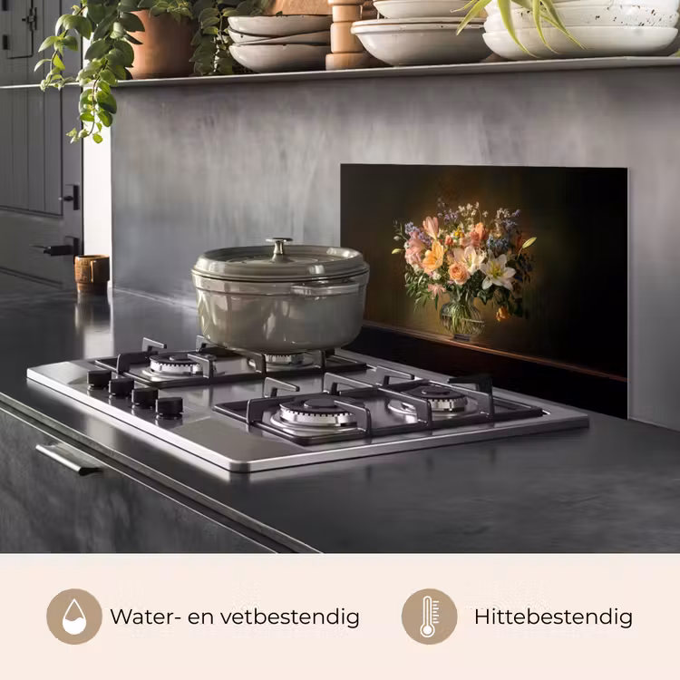 Glazen - Bloemen - Boeket - Kleuren keuken achterwand spatscherm klein -usp_NL