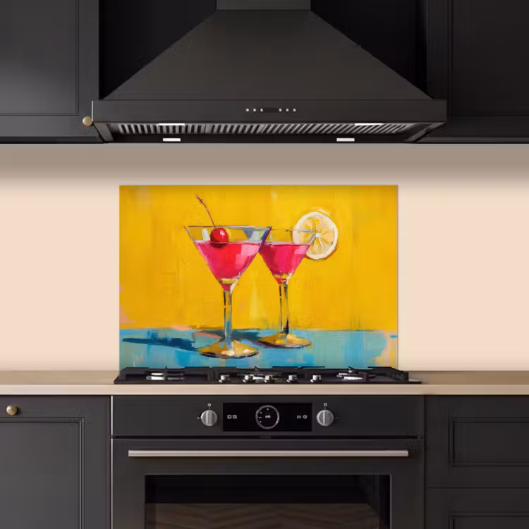 Glazen - Cocktail - Citroen - Kers keuken achterwand spatscherm klein -sfeer1