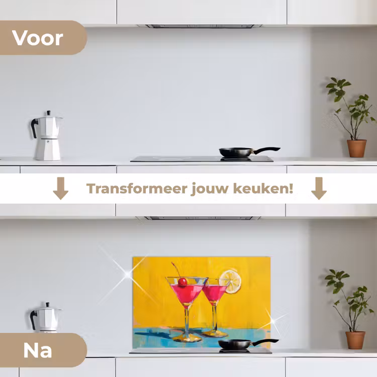 Glazen - Cocktail - Citroen - Kers keuken achterwand spatscherm klein -voor_na_NL