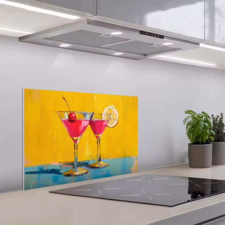 Glazen - Cocktail - Citroen - Kers keuken achterwand spatscherm klein -3d_schuin