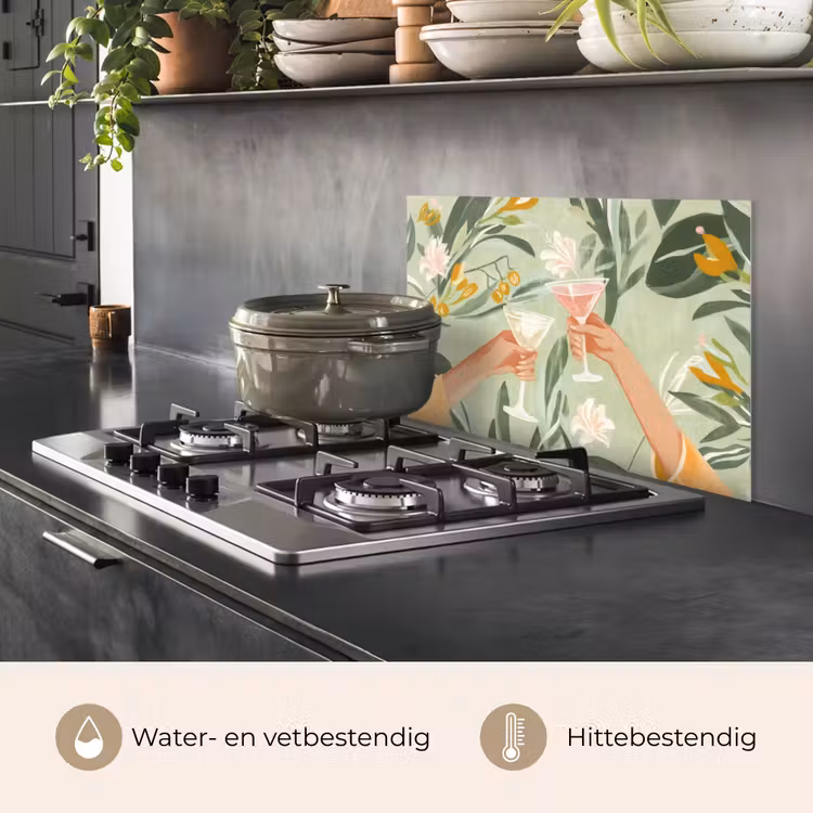 Glazen - Proosten - Bladeren - Groen keuken achterwand spatscherm klein -usp_NL