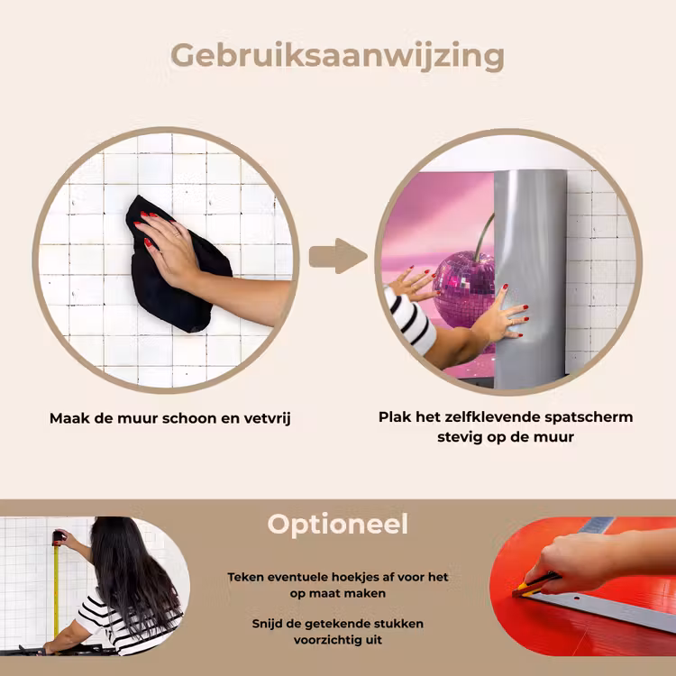 Glitter - Discobol - Roze - Kersen keuken achterwand spatscherm klein -gebruiksaanwijzing_NL