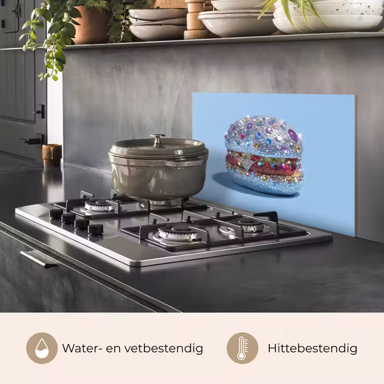Glitters - Hamburger - Blauw keuken achterwand spatscherm klein -usp_NL