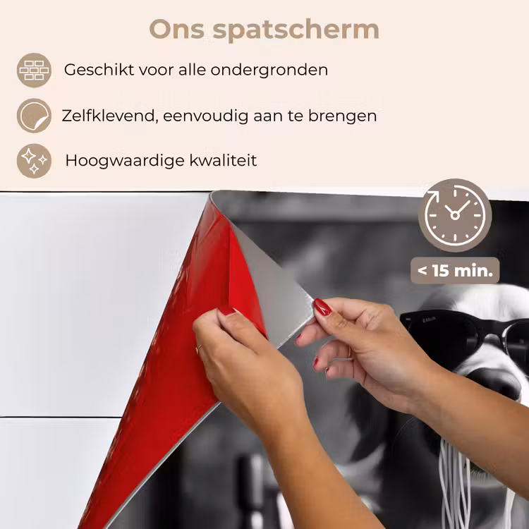 Golden Retriever - Hond - Vrolijk -  Bord spaghetti - Zwart - wit keuken achterwand spatscherm klein -spatscherm_NL