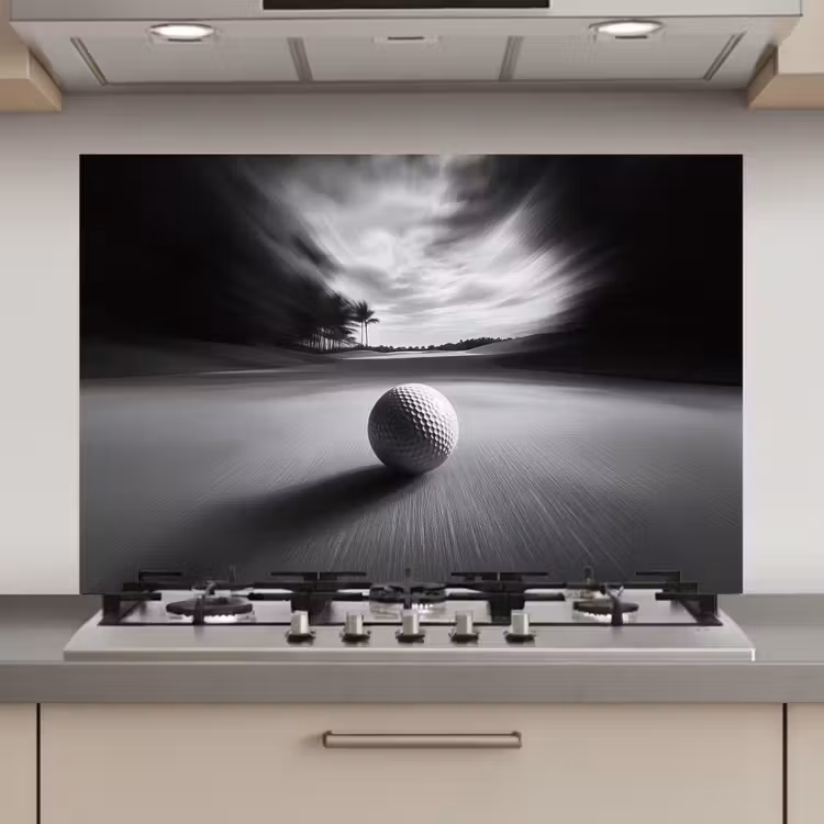Golfbal - Wazig - Zwart keuken achterwand spatscherm klein -3d_website
