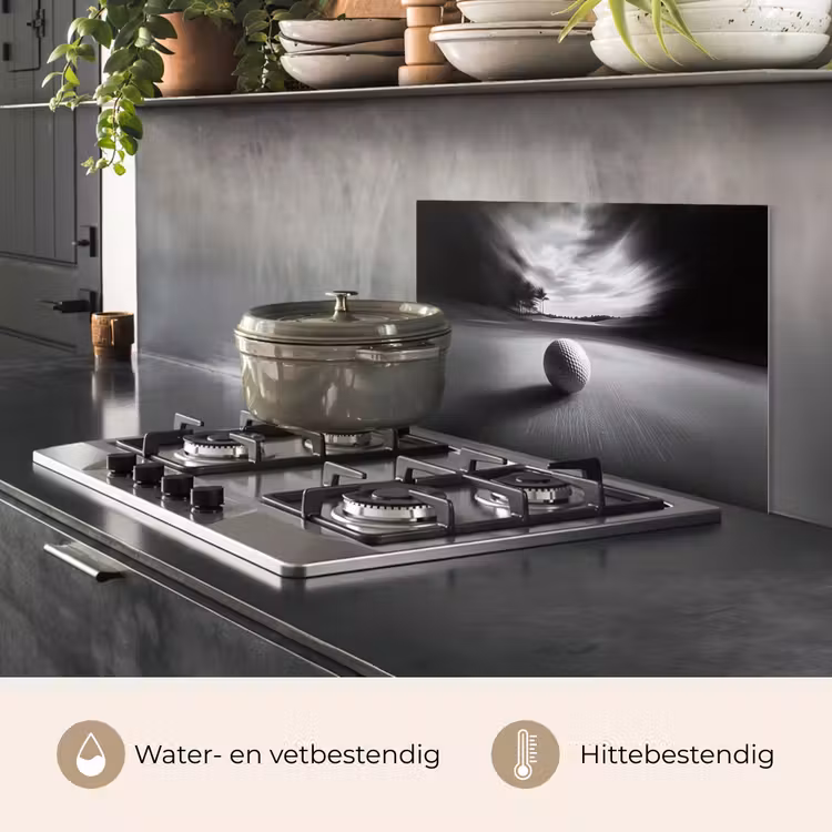 Golfbal - Wazig - Zwart keuken achterwand spatscherm klein -usp_NL